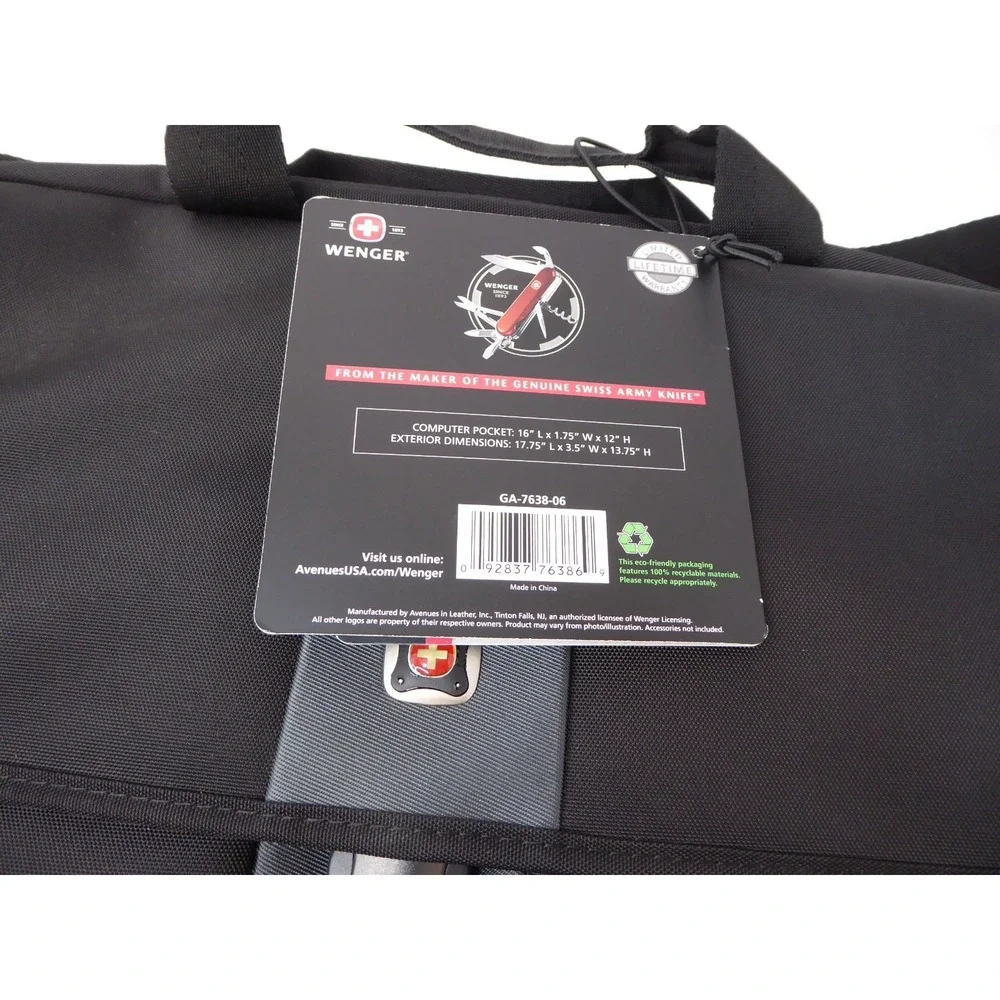 SWISS GEAR 'The Sierra' Protective Slim Case Computer Bag Black Nylon 16 inch NE